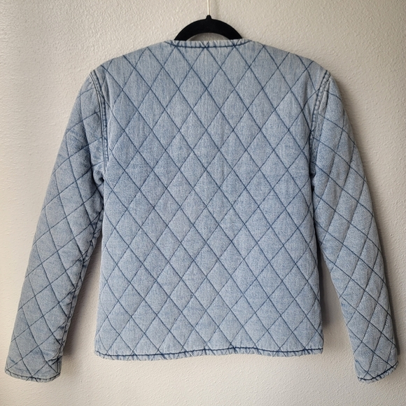 NWT Anthropologie Medium Wash Quilted Denim Jacket XXSmall In Denim Medium Blue - Picture 9 of 12